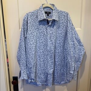 Elegant Blue Floral Men's Shirt